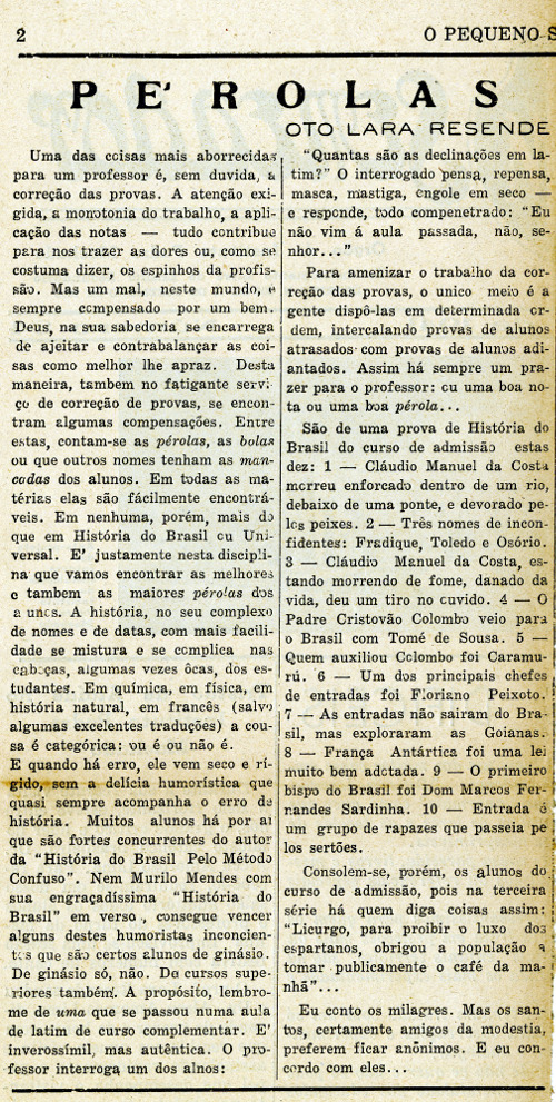 "Pérolas", por Otto Lara Resende (1941) "Pérolas", por Otto Lara Resende (1941)